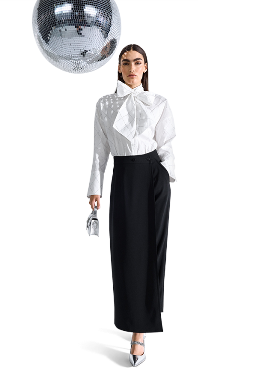 Przejdź do produktu RIANI Czarne satynowe spodnie - spódnica