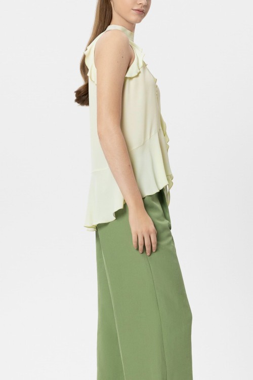 Przejdź do produktu LUISA CERANO Bluzka z jedwabiu z falbankami 