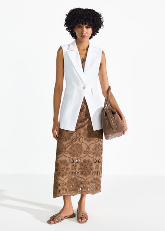 Przejdź do produktu RIANI Spódnica brązowa haftowana