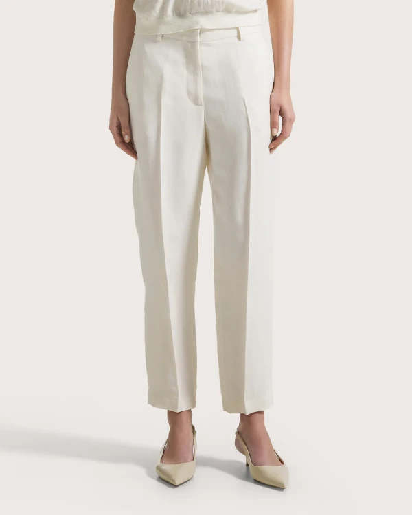 Przejdź do produktu SEVENTY Spodnie zwężane do kostki z wiskozy lnianej 