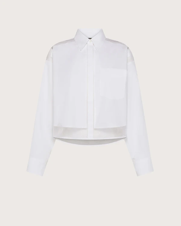 Przejdź do produktu SEVENTY  Krótka koszulowa bluzka z popeliny i organzy 